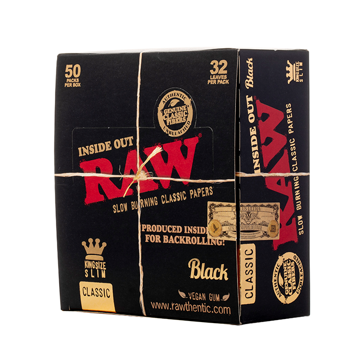 RAW Black Inside Out King Size Slim Rolling Papers - 1600ct Box