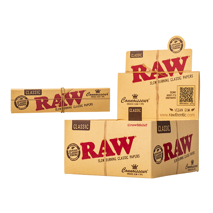 RAW Classic Connoisseur Rolling Papers + Tips - 768ct Box